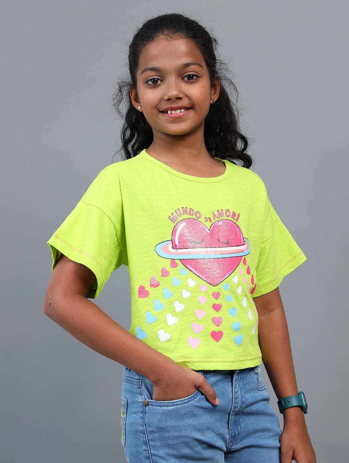 girls printed short sleeve regular fit crop tee - 22071391 -  Standard Image - 2