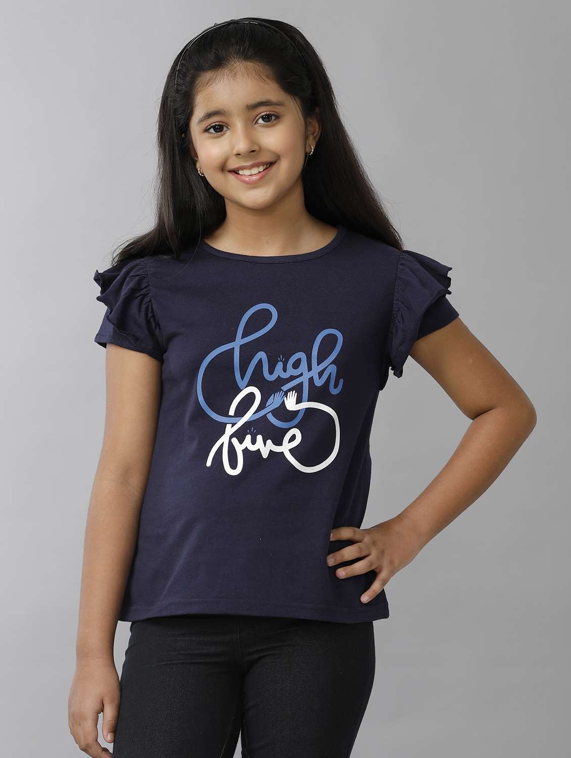 girls printed short sleeve regular fit tee