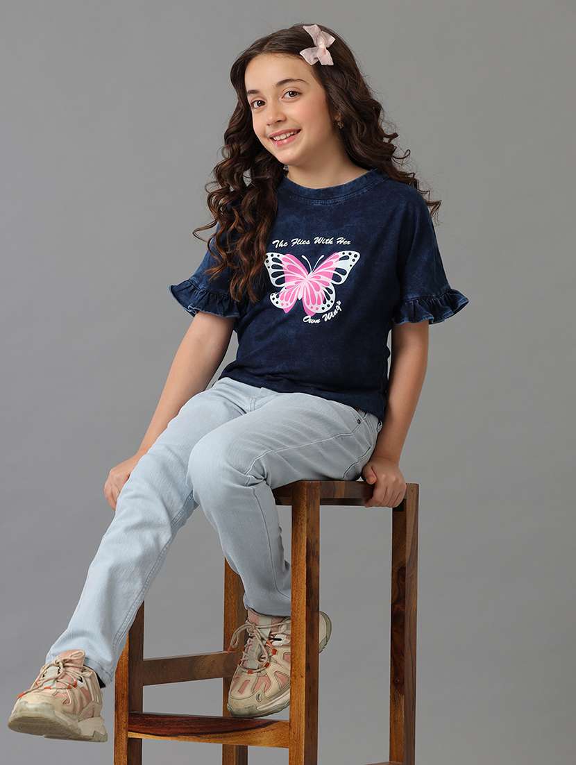 girls printed short sleeve regular fit tee - 22071403 -  Standard Image - 2