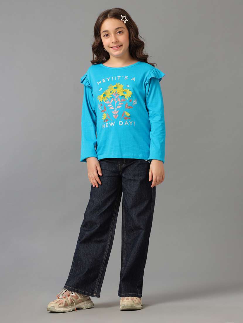 girls printed long sleeve regular fit tee - 22071404 -  Standard Image - 2