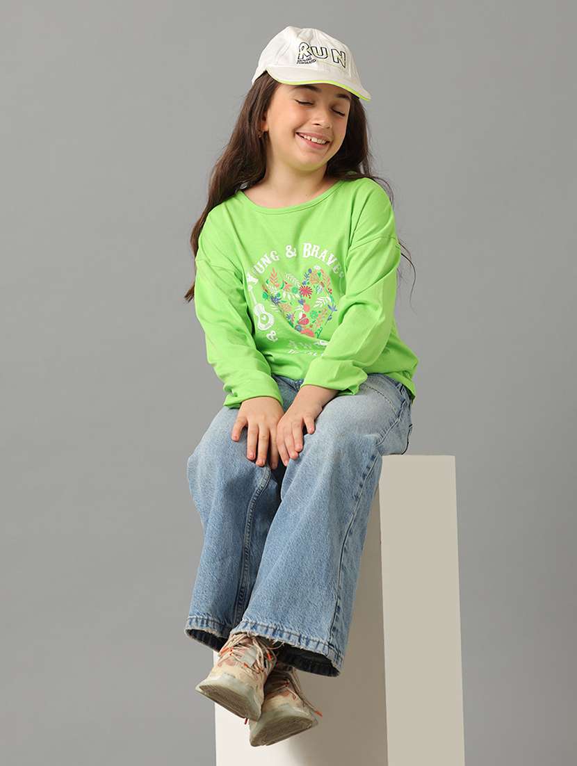 girls printed long sleeve regular fit tee - 22071407 -  Standard Image - 2
