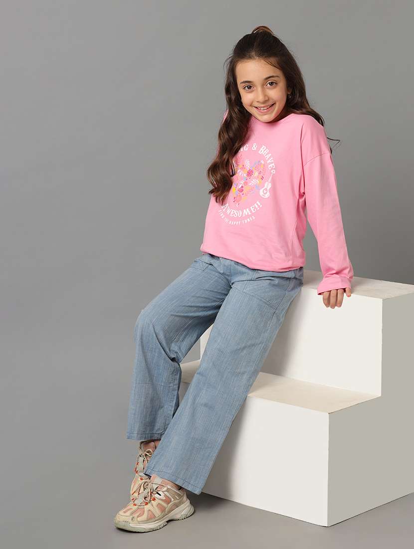 girls printed long sleeve regular fit tee - 22071408 -  Standard Image - 2