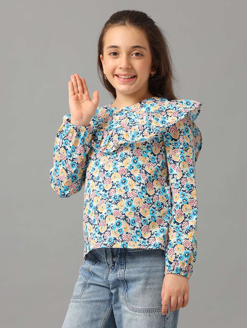girls printed round neck top - 22071471 -  Standard Image - 2