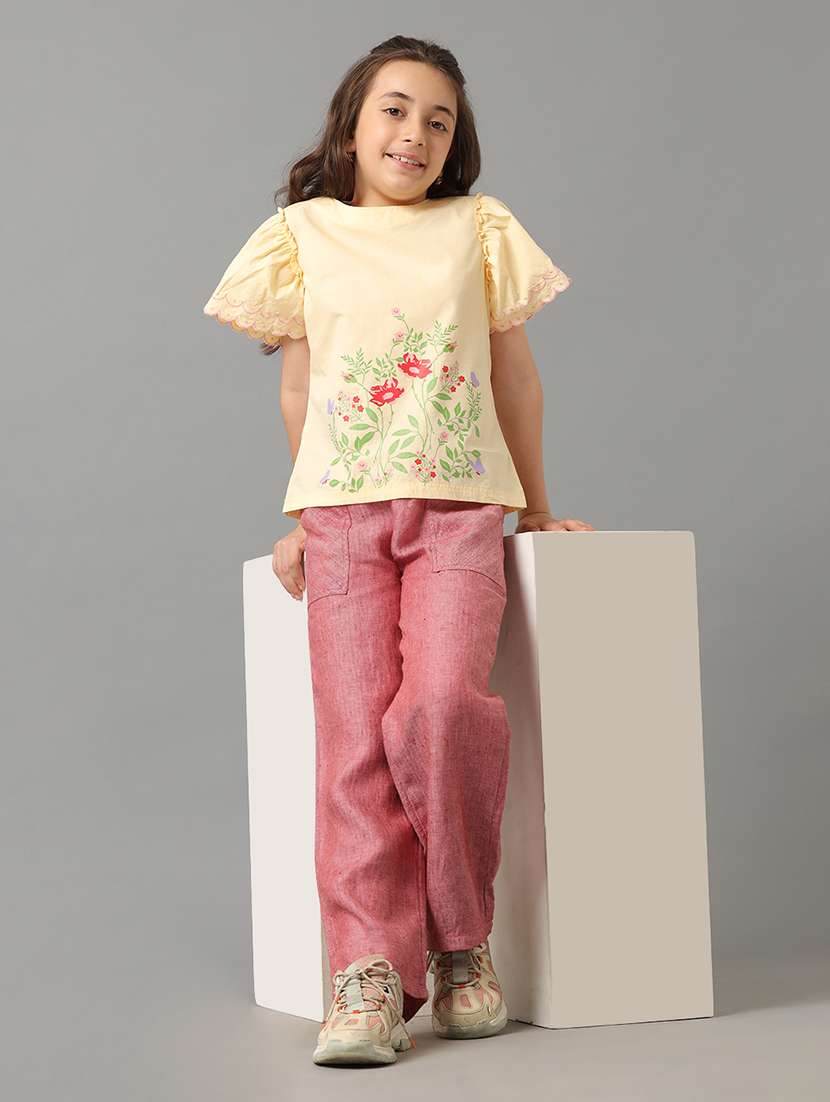 girls printed round neck top - 22071477 - Standard Image - 2