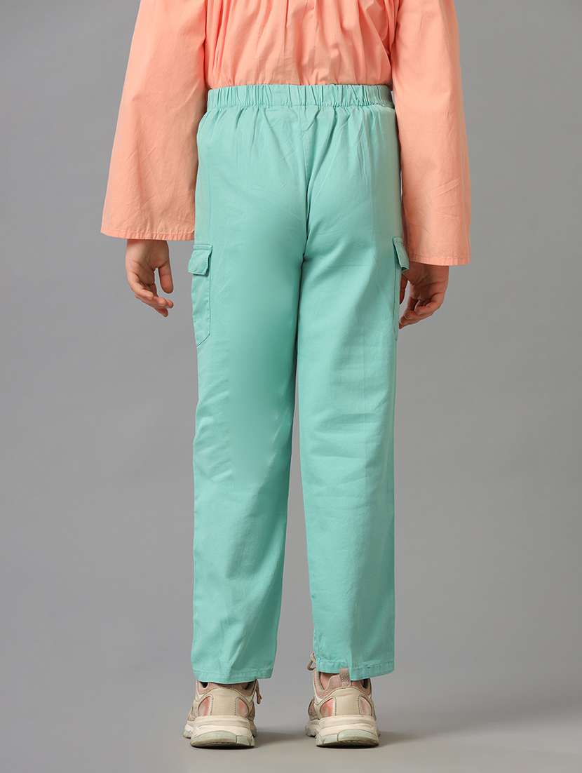 girls solid mid rise regular fit cargo - 22071491 - Standard Image - 2