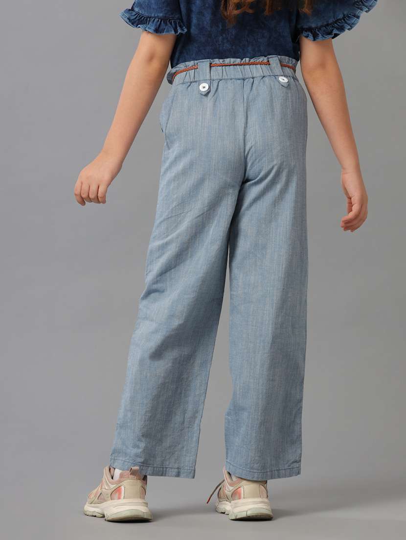 girls solid mid rise wide leg trouser - 22071497 -  Standard Image - 2