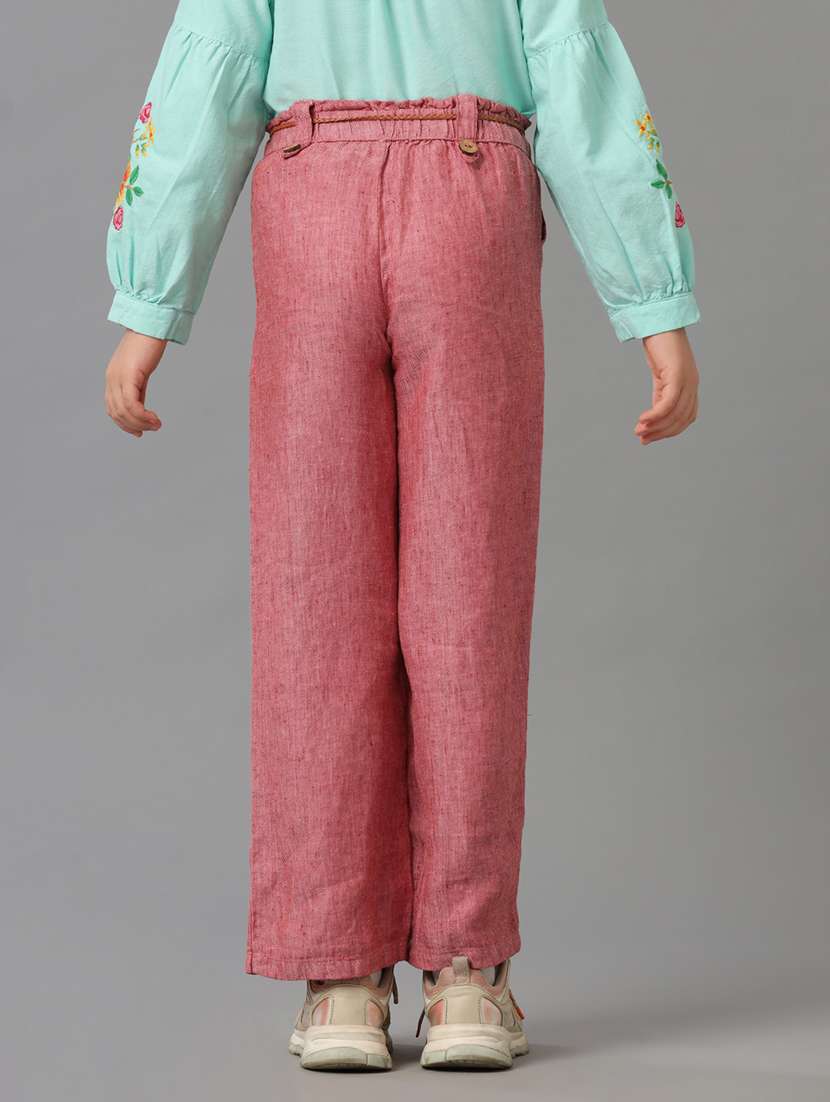 girls solid mid rise straight trouser - 22071498 -  Standard Image - 2