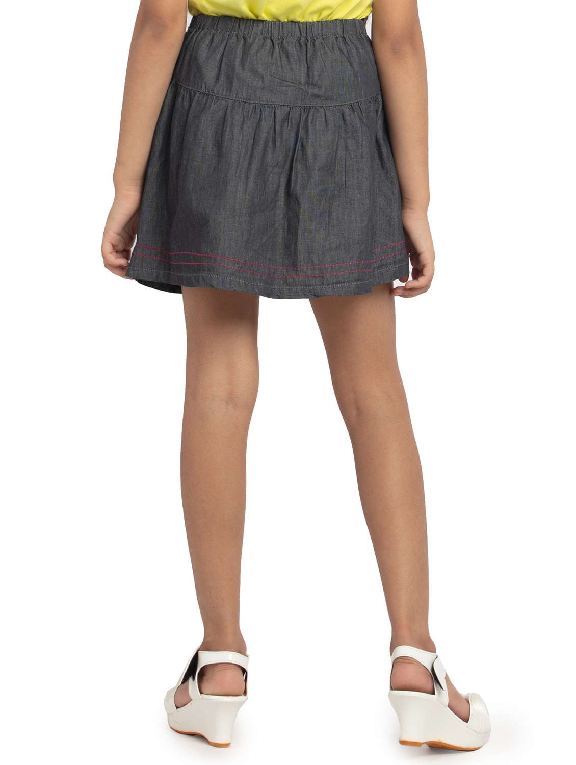 girls solid mid rise denim mini skirt - 22071519 -  Standard Image - 2