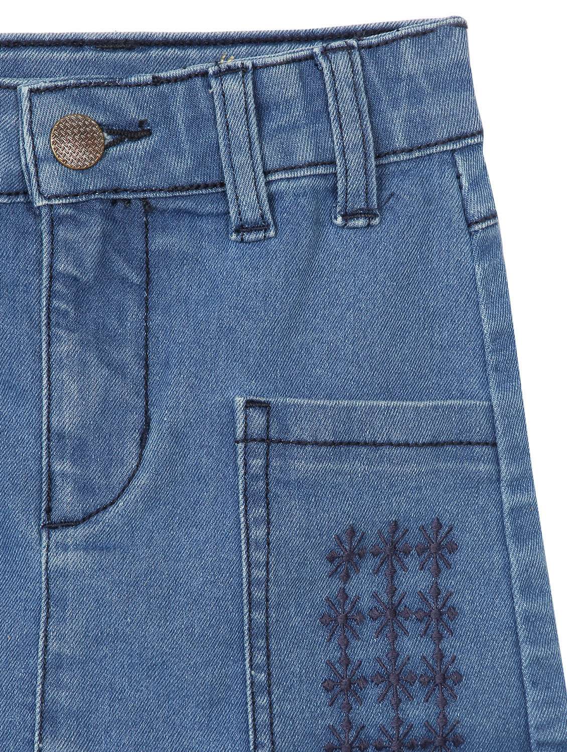 girls solid mid rise denim mini skirt - 22071522 -  Standard Image - 2