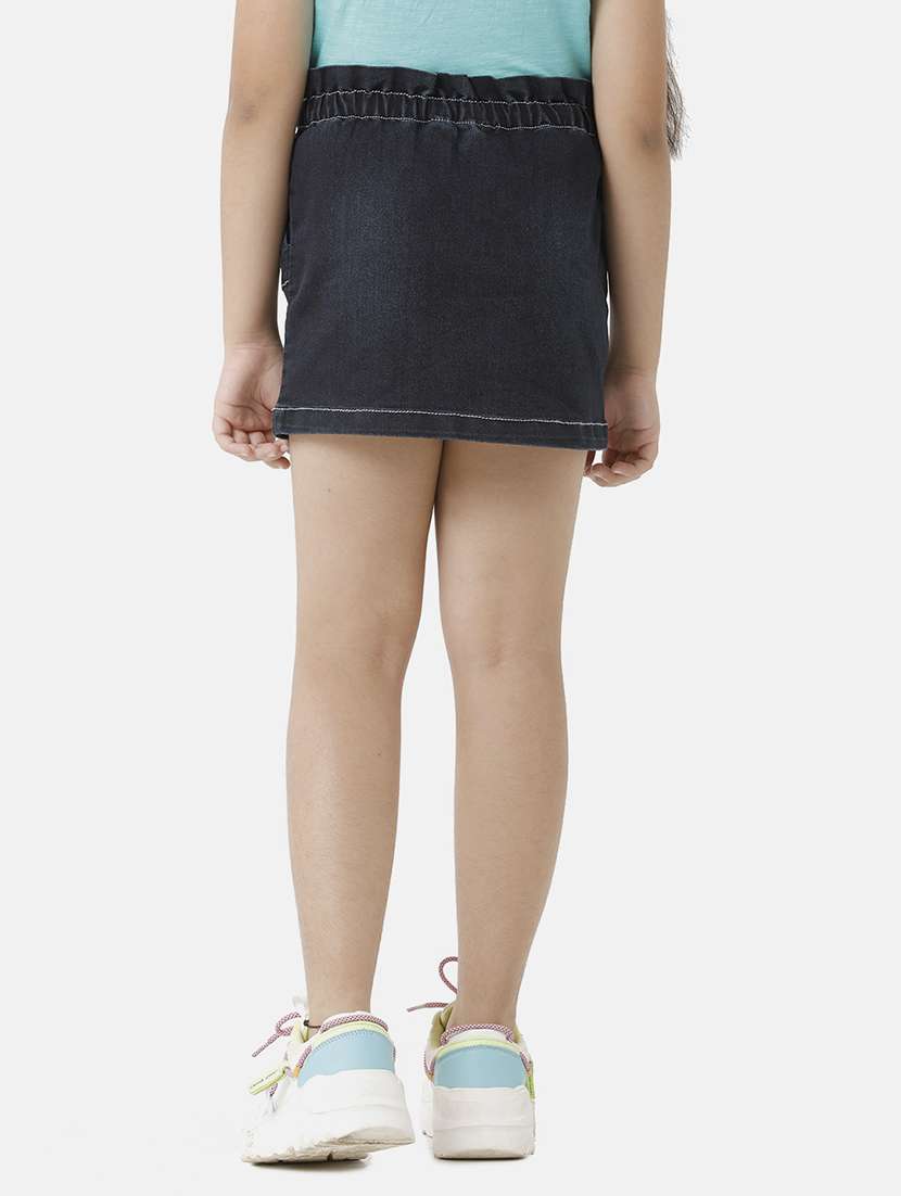 girls solid mid rise denim mini skirt - 22071526 -  Standard Image - 2