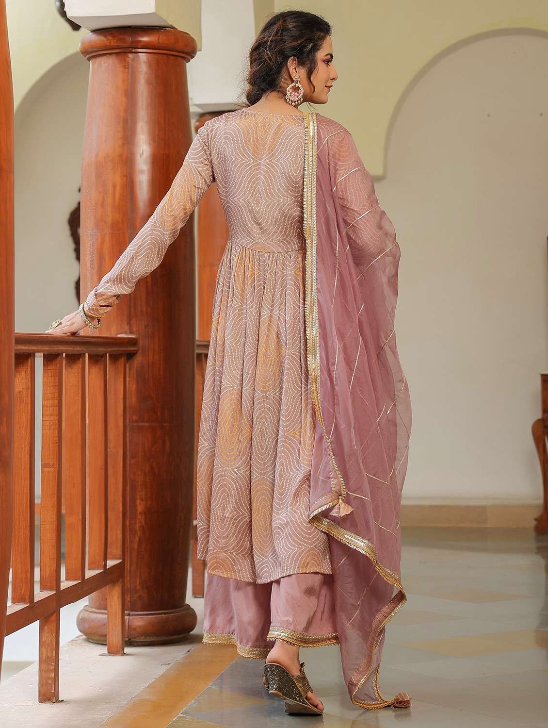 brown chiffon kurta pant set - 22071544 - Standard Image - 2