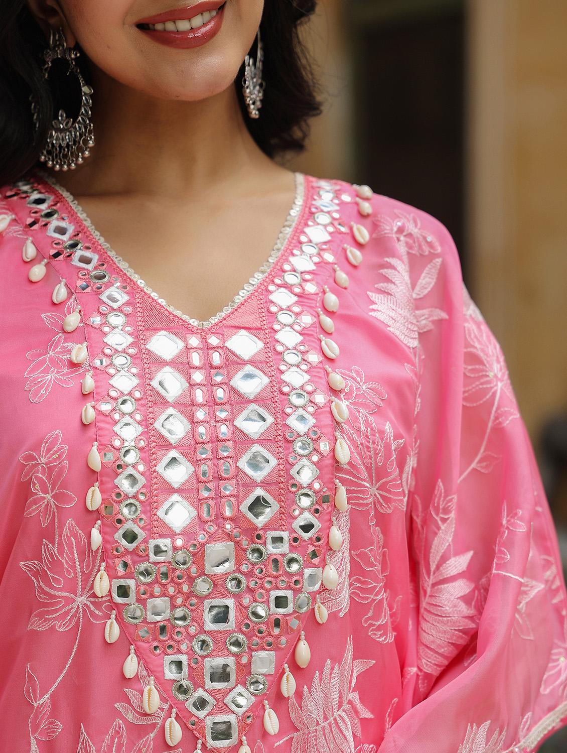 women embroidered kaftan and dhoti set - 22071569 - Standard Image - 2