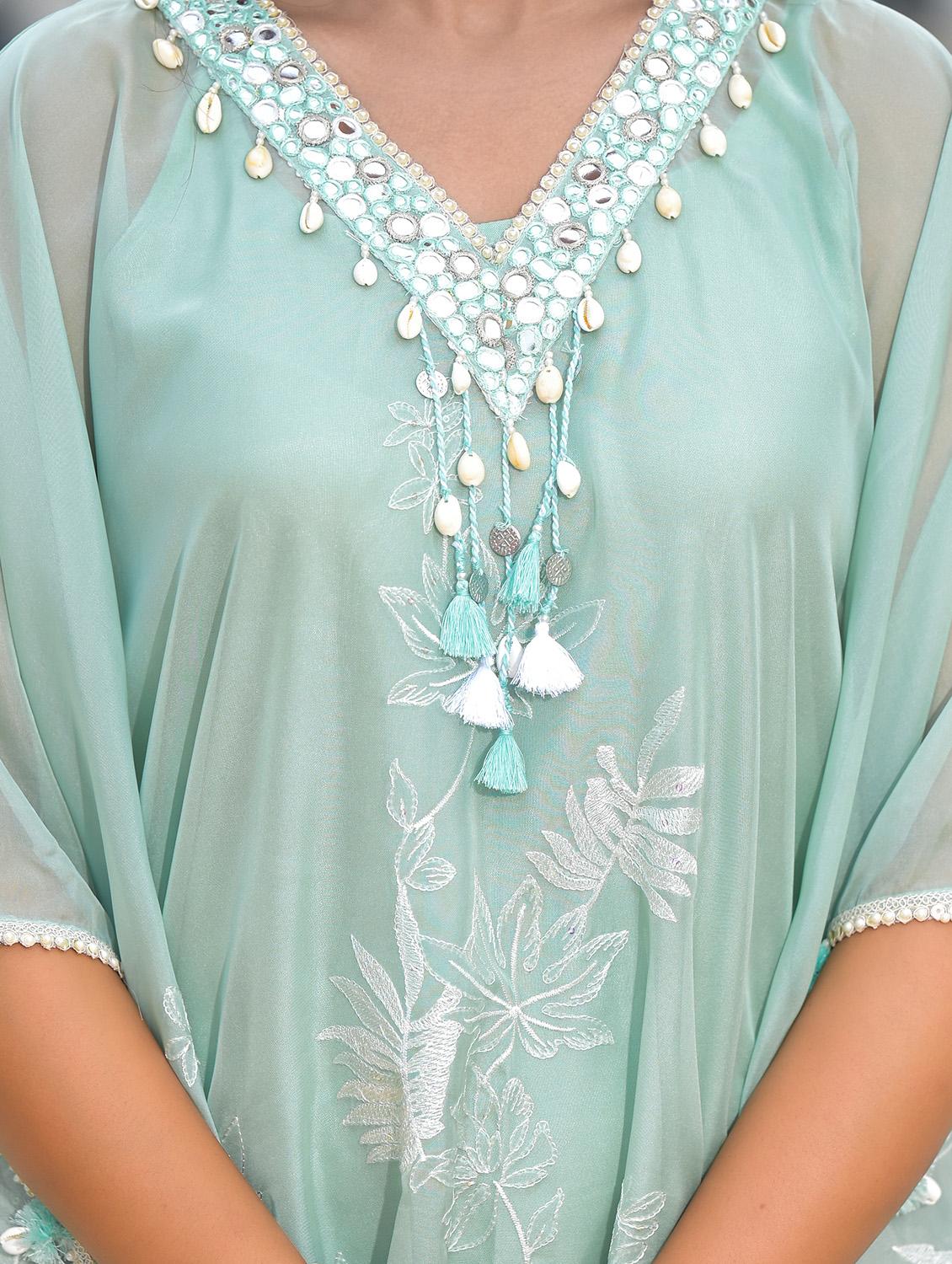 women embroidered kaftan and pant set - 22071570 - Standard Image - 2