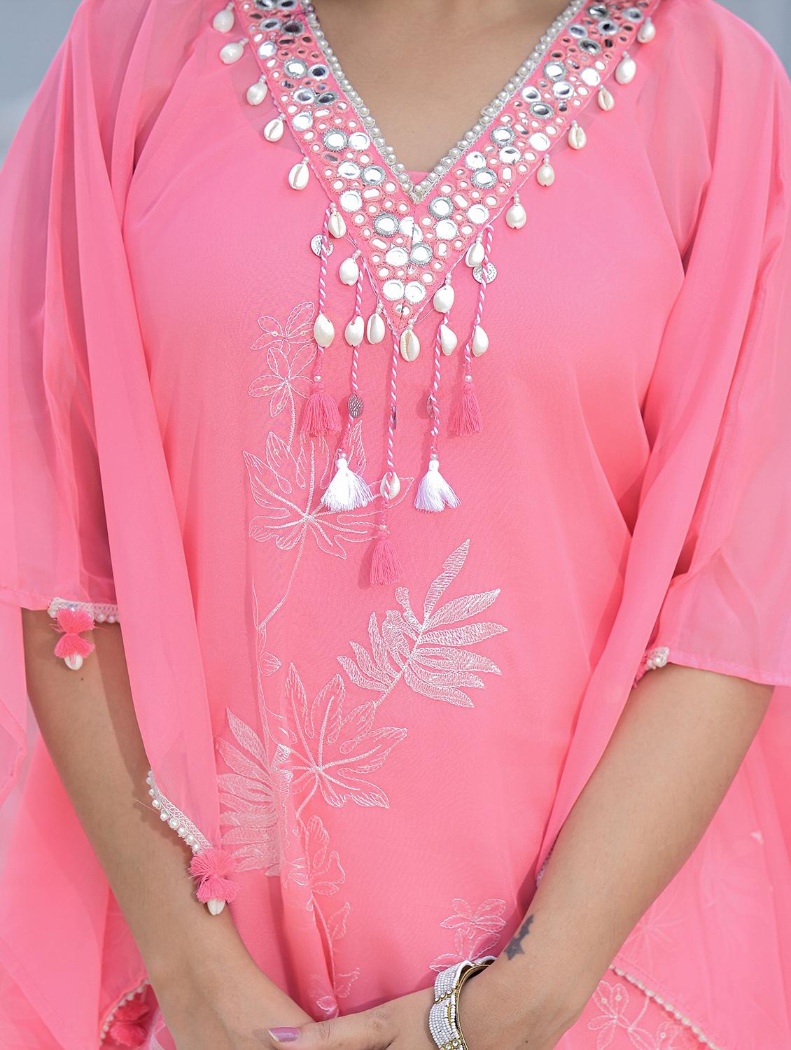 women embroidered kaftan and pant set - 22071572 - Standard Image - 2