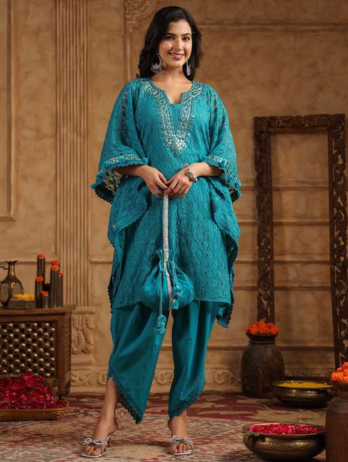 women embroidered kaftan and dhoti set - 22071573 - Standard Image - 0
