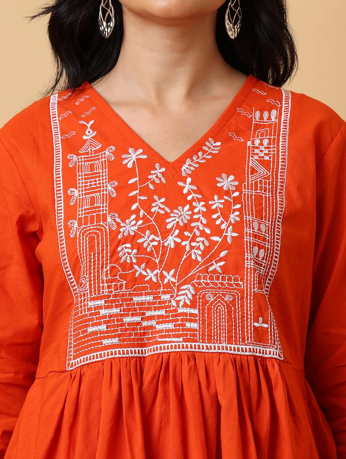 women embroidered three quarter sleeve ethnic co-ord set - 22071576 - Standard Image - 2