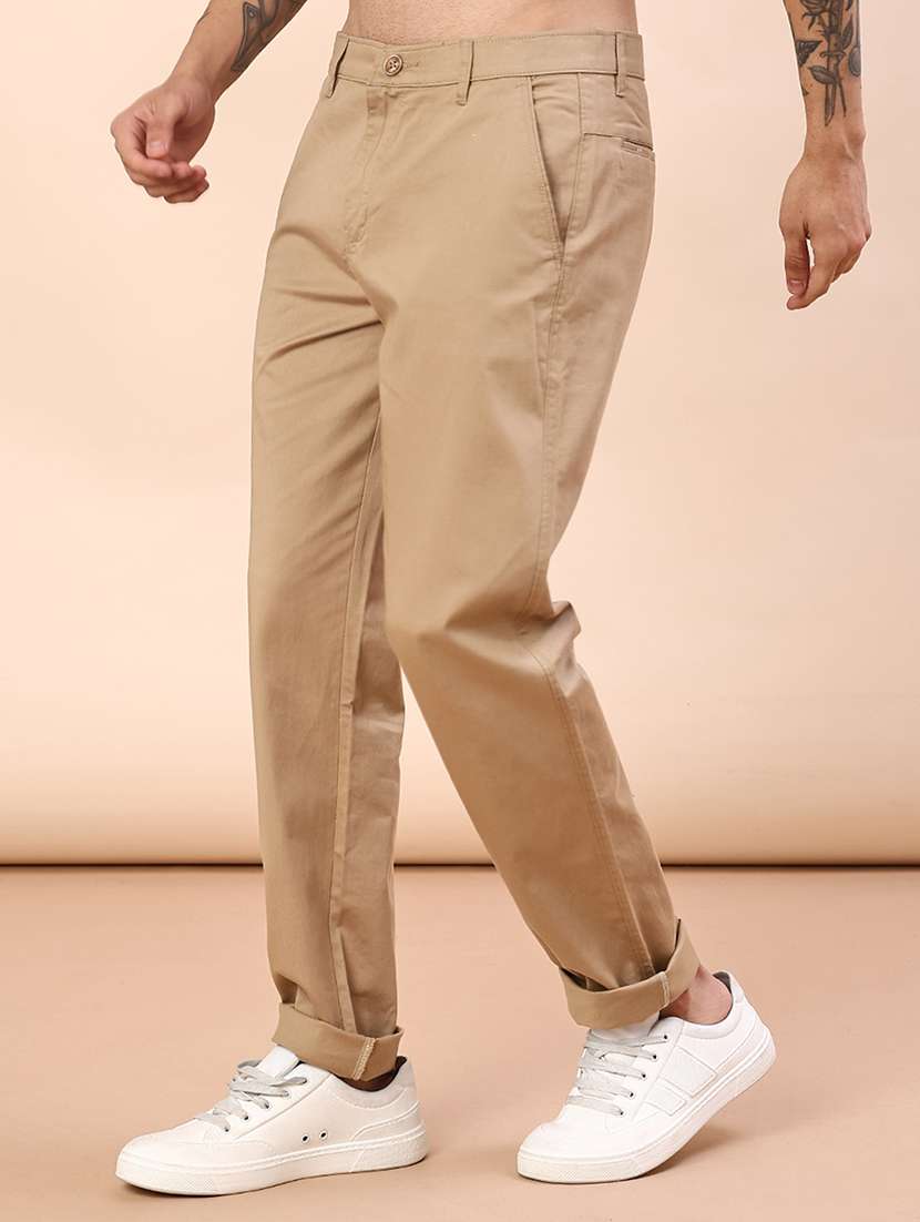 men solid mid rise chinos casual trouser - 22071669 -  Standard Image - 2