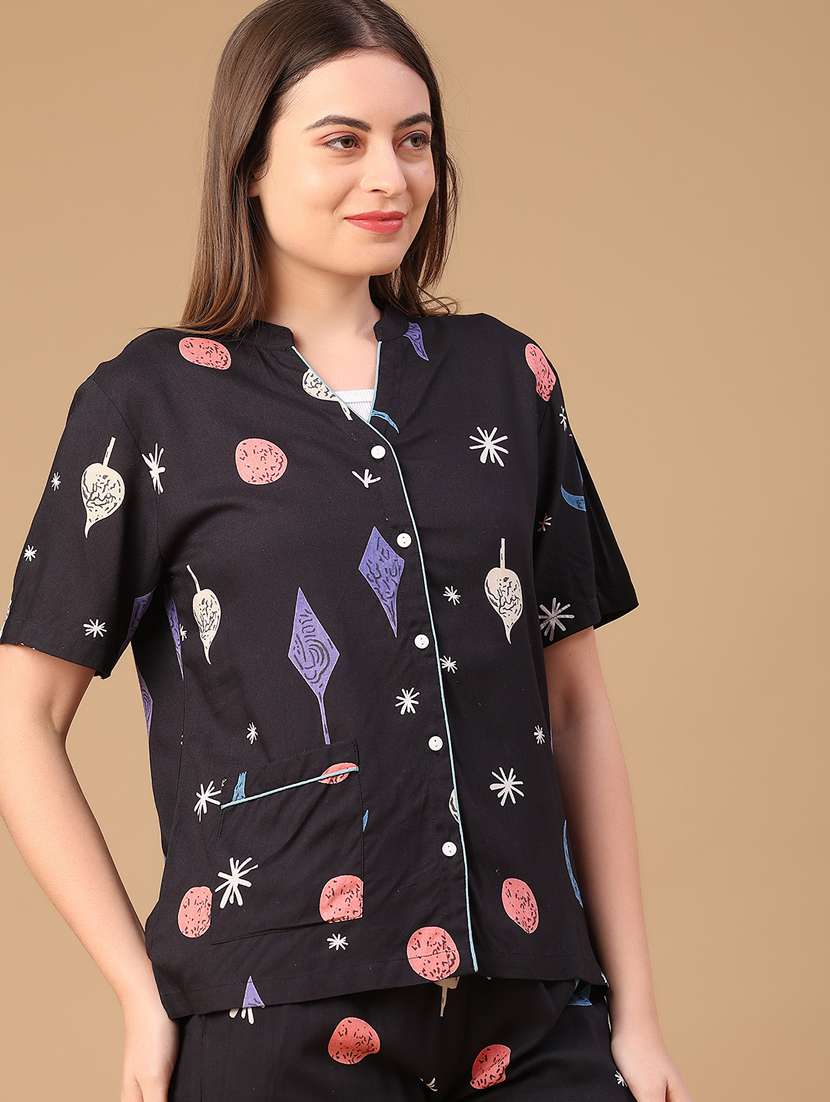 women printed nightwear pyjama set - 22071714 -  Standard Image - 2