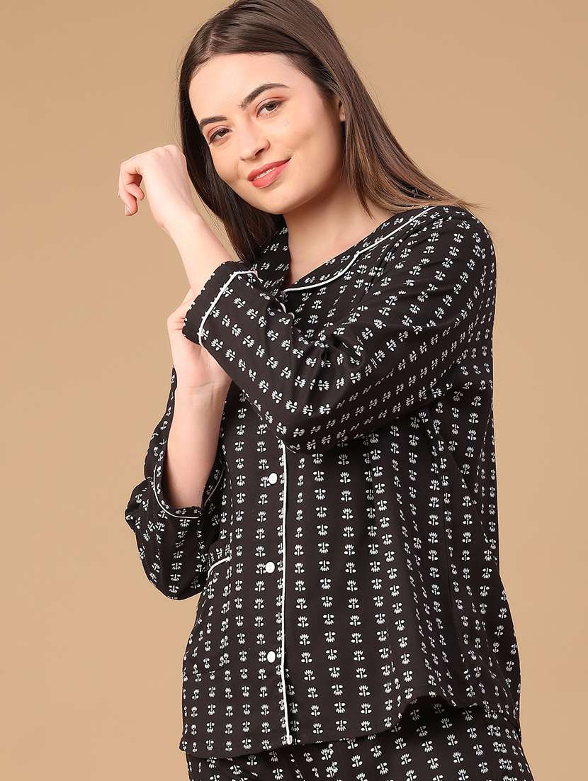 women printed nightwear pyjama set - 22071715 -  Standard Image - 2