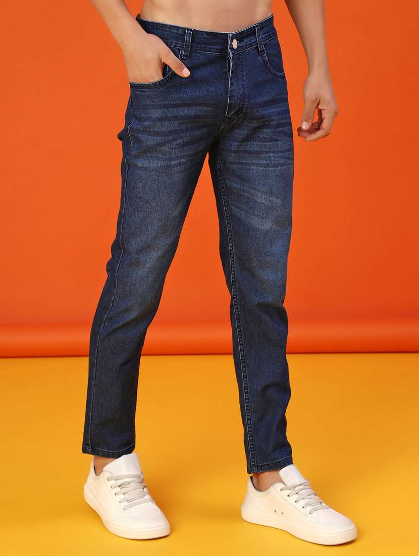 men washed mid rise full length slim fit jeans - 22071728 -  Standard Image - 2