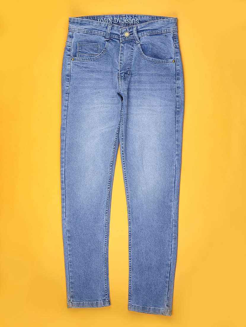 men washed mid rise full length slim fit jeans