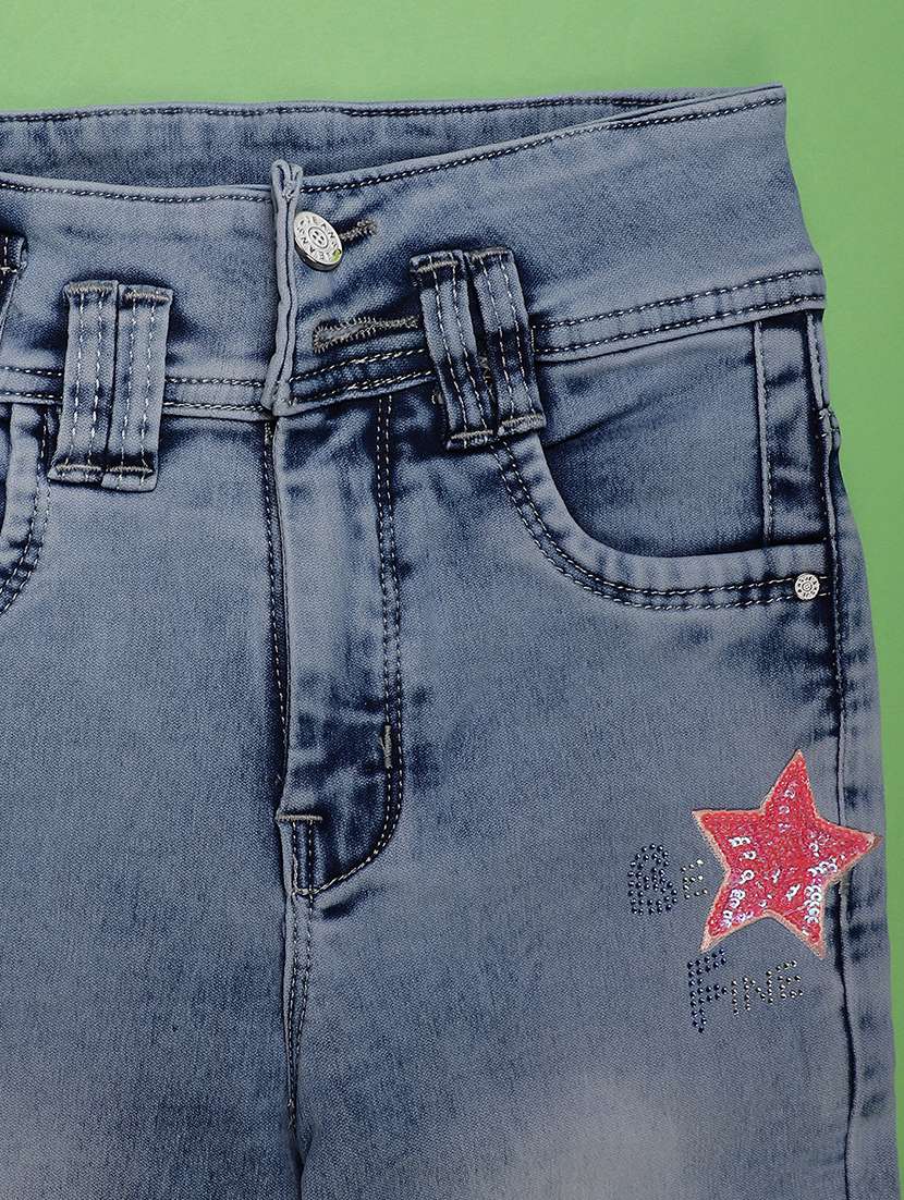 girls washed mid rise straight jeans - 22072008 -  Standard Image - 2