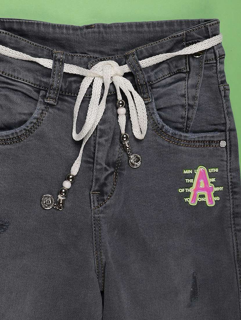 girls washed mid rise straight jeans - 22072015 -  Standard Image - 2