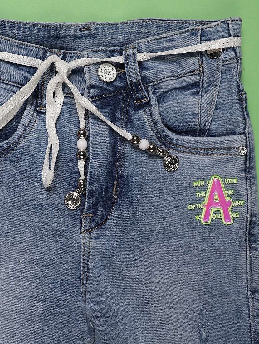 girls washed mid rise straight jeans - 22072020 -  Standard Image - 2