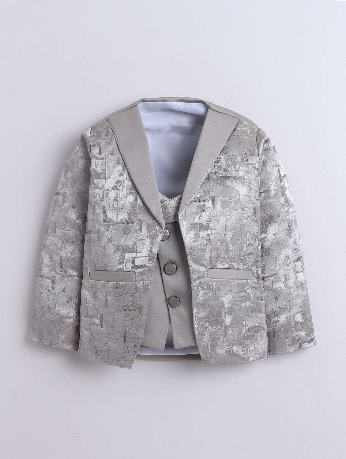 boys self designed blazer and trouser with shirt set - 22072048 -  Standard Image - 2