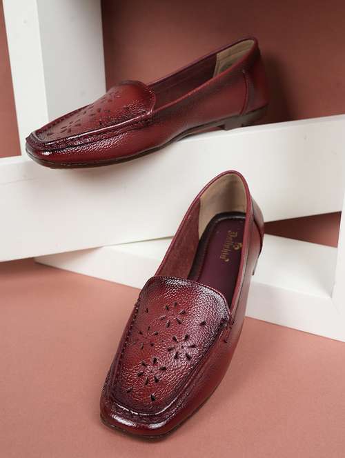 maroon leather ballerina - 22072118 -  Standard Image - 0