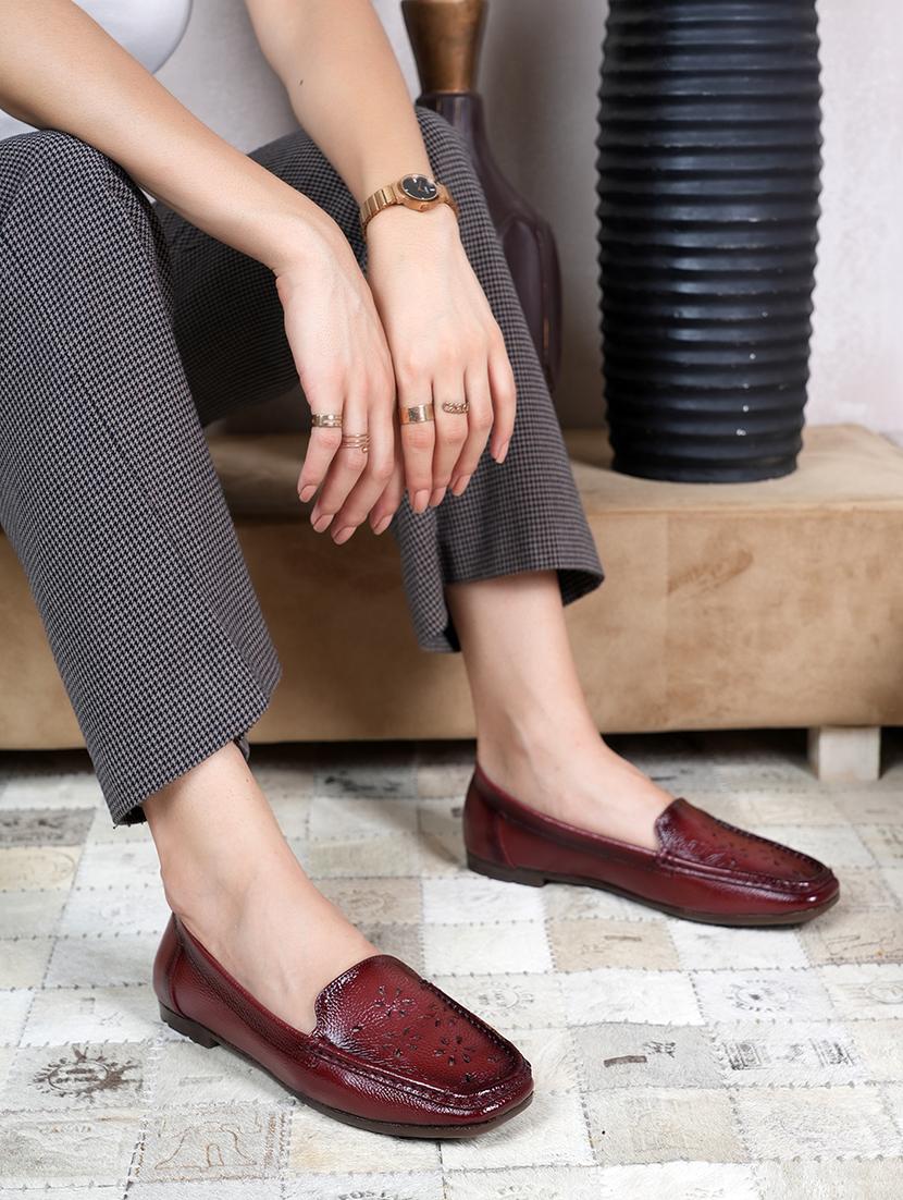 maroon leather ballerina - 22072118 - Standard Image - 2