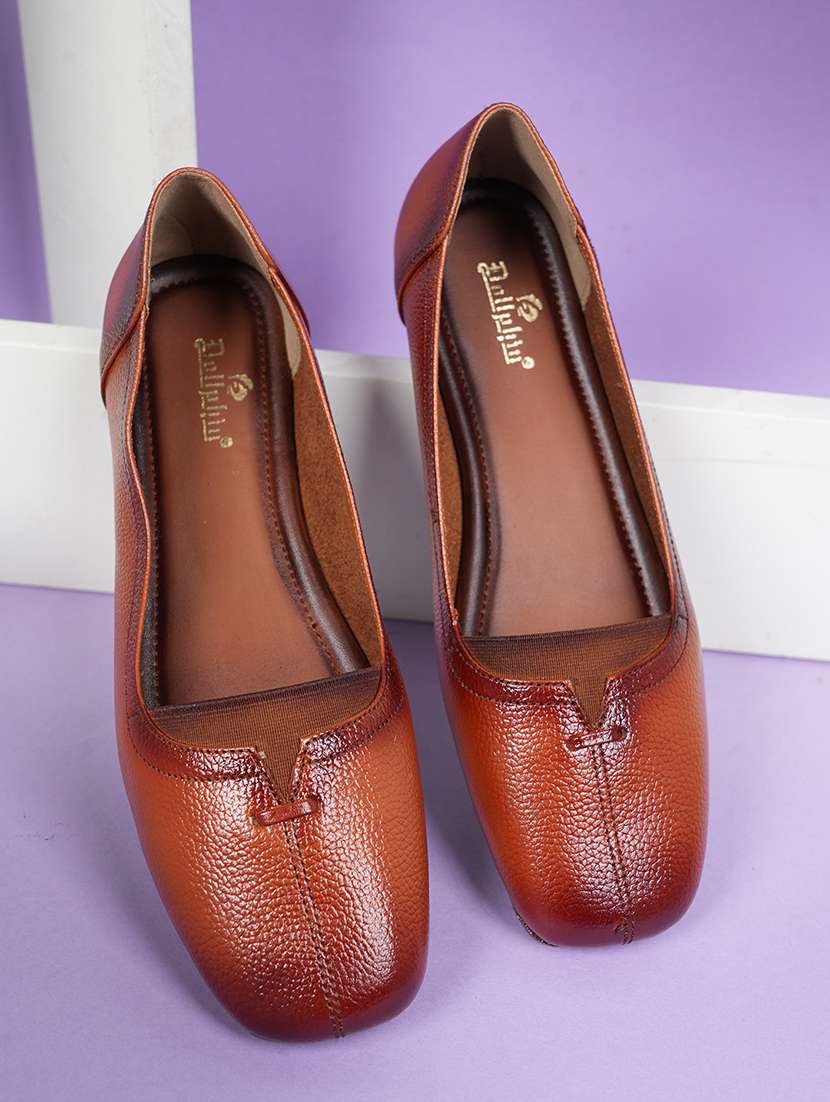 women brown slip on ballerina
