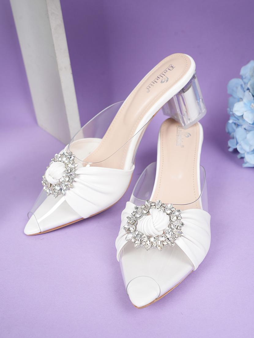 women embellished white slip on sandal - 22072129 - Zoom Image - 0