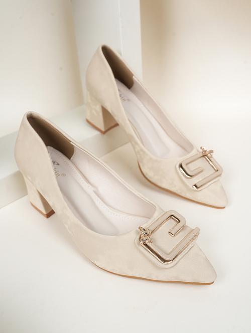 women cream slip on pump - 22072152 - Standard Image - 0