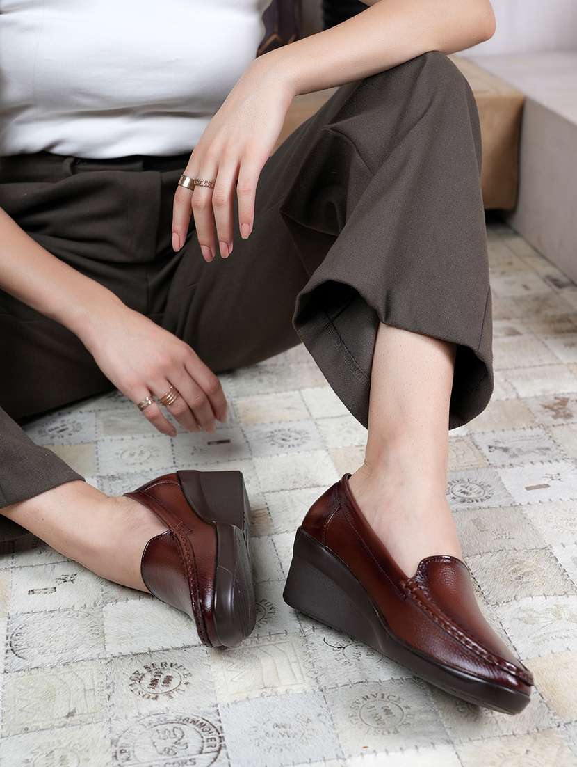 women brown slip on wedge - 22072172 - Standard Image - 2