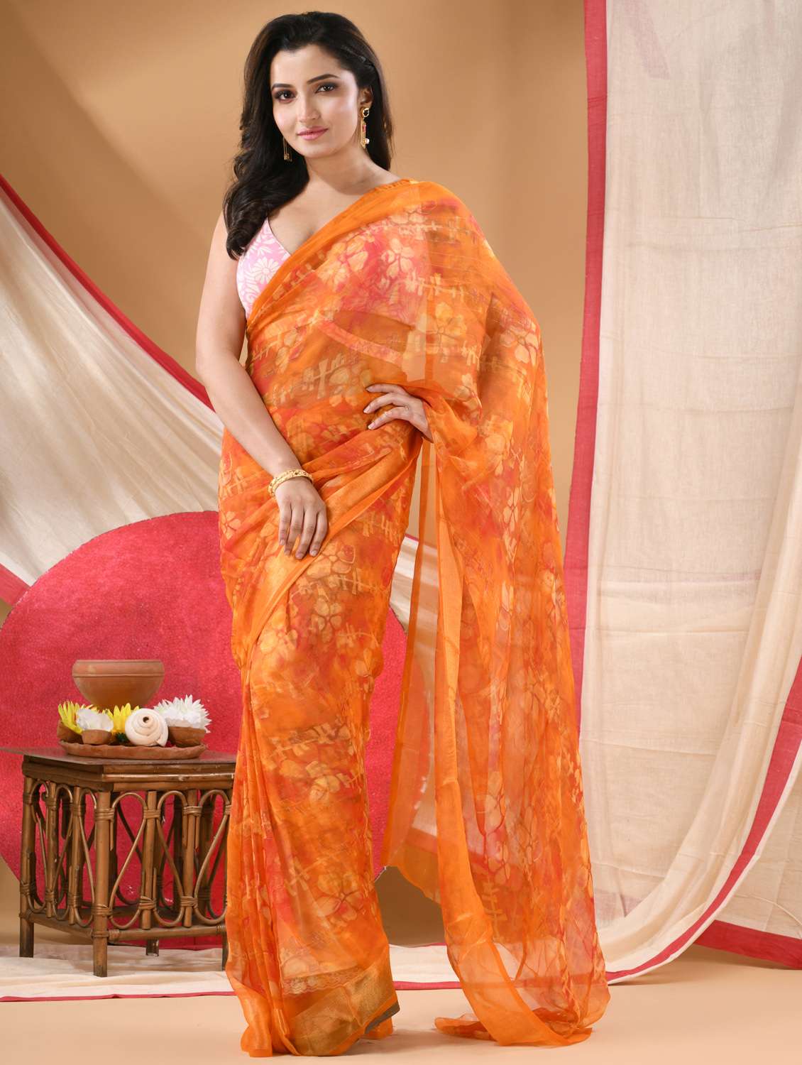 women floral printed saree