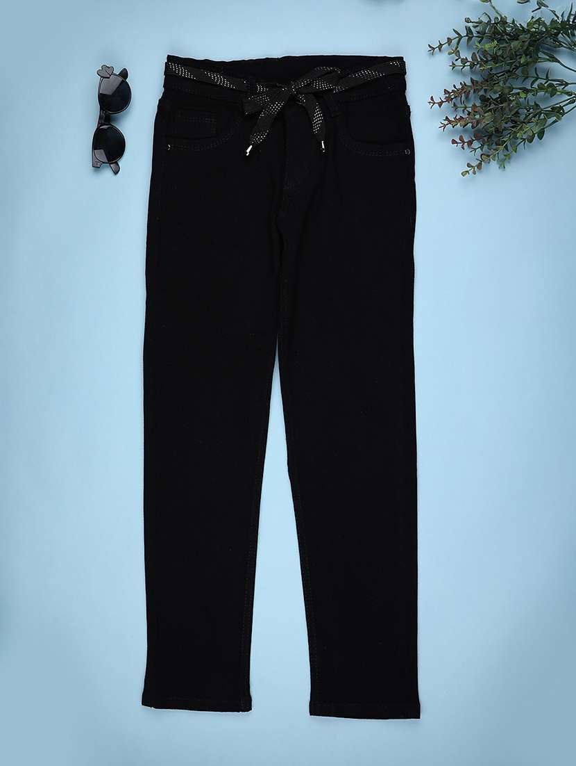 girls plain mid rise slim fit jeans