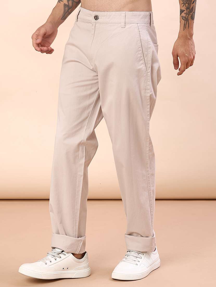 men solid mid rise chinos casual trouser - 22072356 -  Standard Image - 2