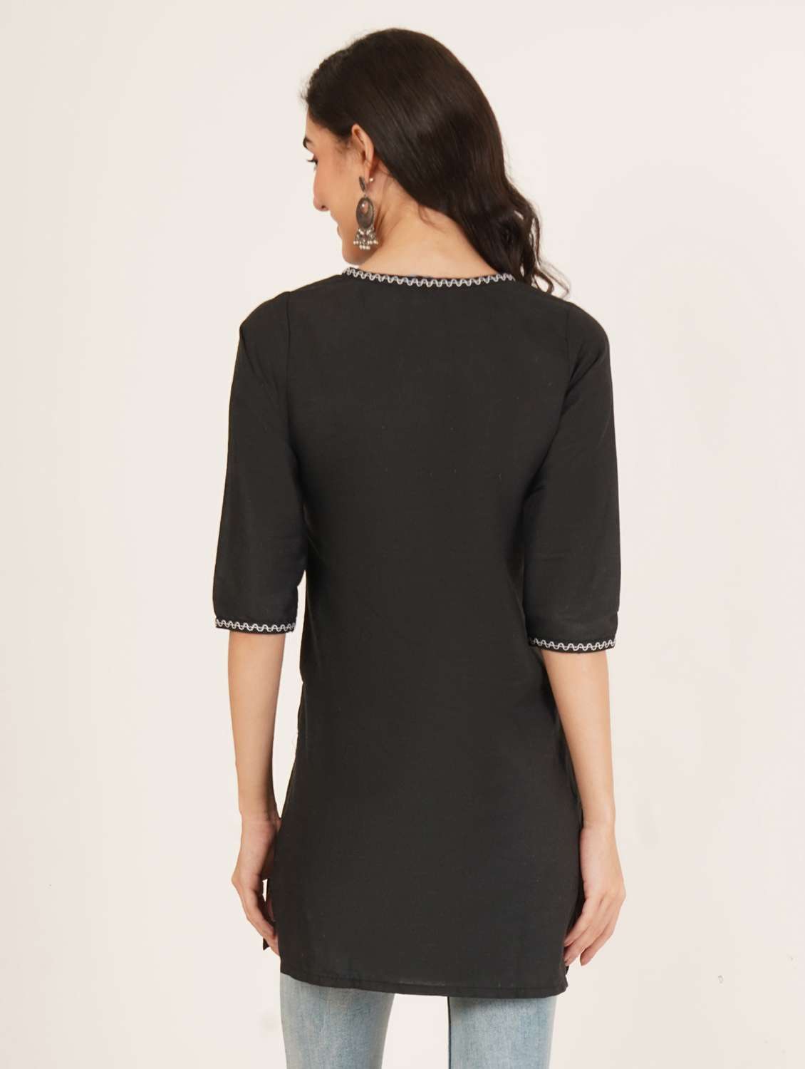 women embroidered three quarter sleeve angrakha kurti - 22072455 -  Standard Image - 2