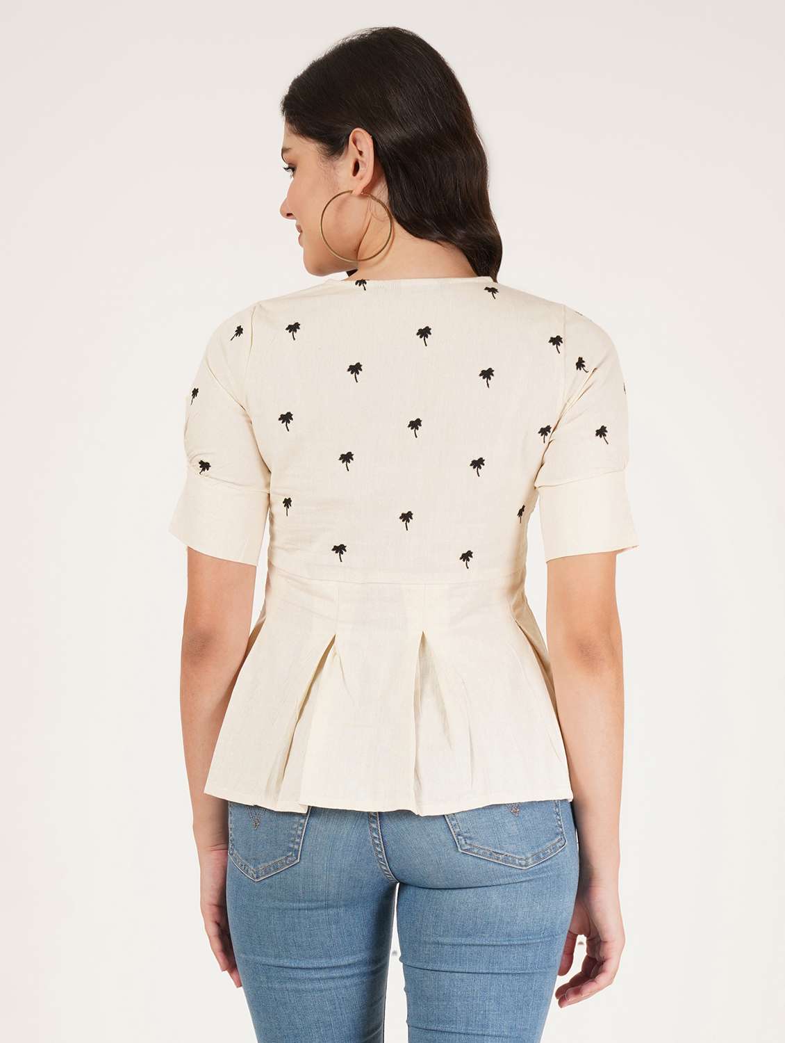 women embroidered puff sleeve a-line ethnic top - 22072467 -  Standard Image - 2