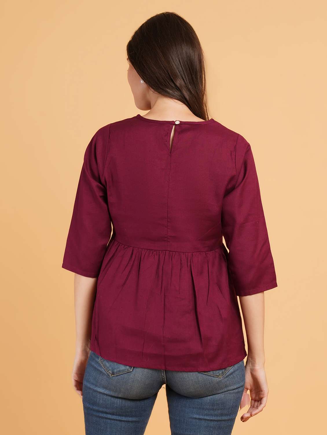 women embroidered round neck a-line peplum top - 22072472 -  Standard Image - 2