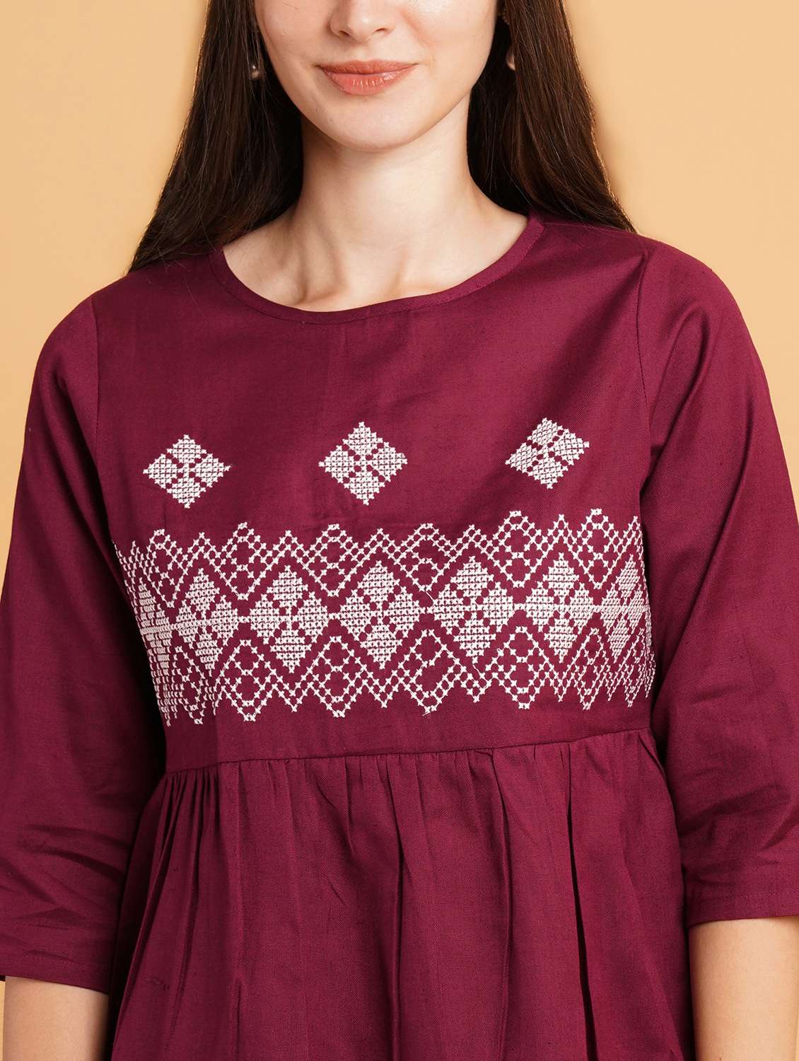 women embroidered roun neck ethnic top - 22072571 -  Standard Image - 7