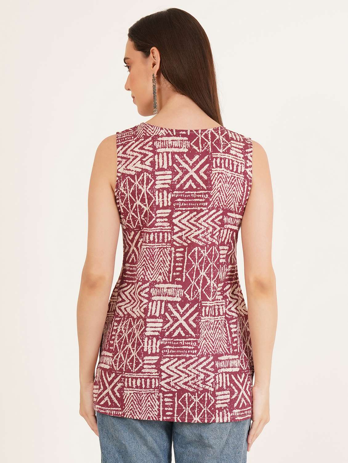 women printed sleeveless straight kurti - 22072593 - Standard Image - 7