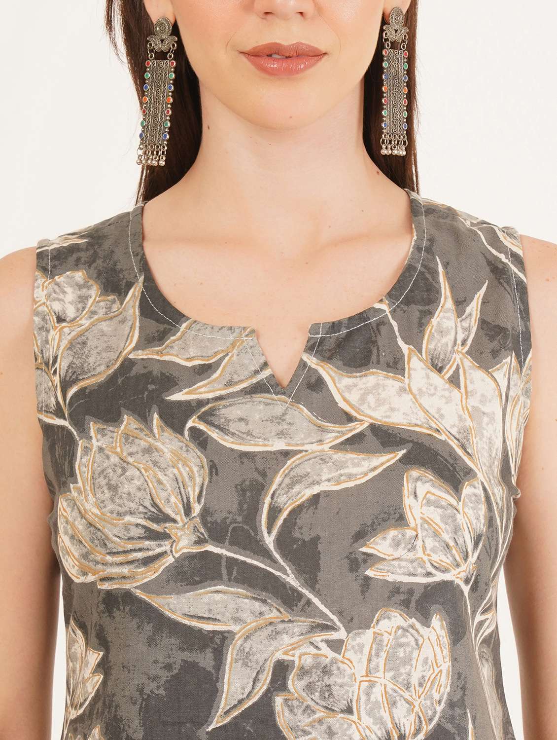 women floral printed sleeveless straight kurti - 22072596 -  Standard Image - 7