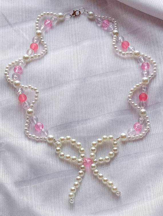 pearl bow choker necklace fashion jewellery - 22072601 - Standard Image - 2