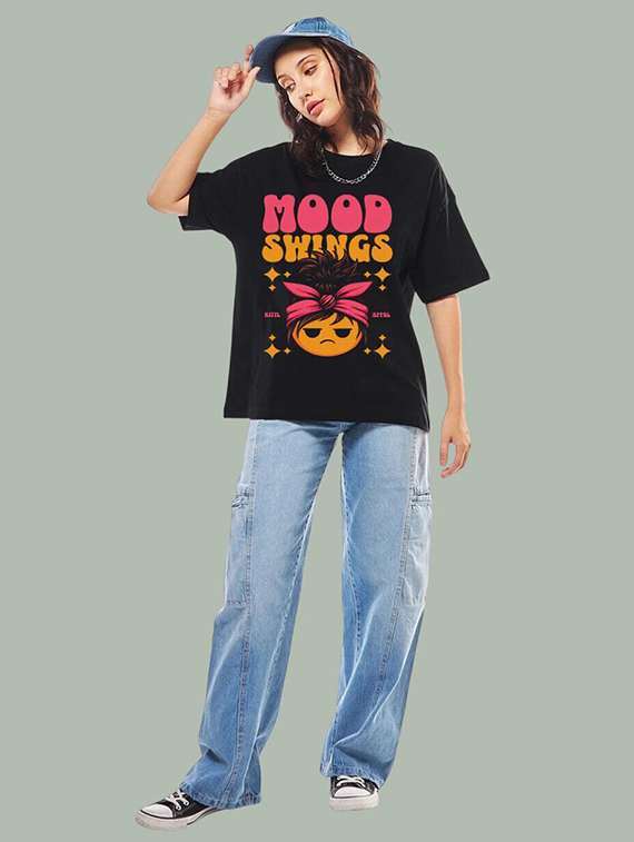 women printed round neck oversized t-shirt - 22072719 - Standard Image - 2