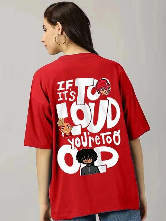 women printed round neck oversized t-shirt - 22072731 -  Standard Image - 2