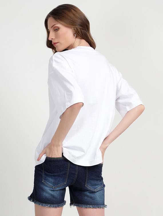 women pack of 2 solid oversized t-shirt - 22072742 - Standard Image - 2