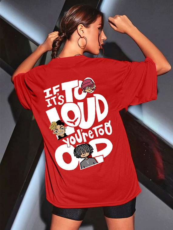 women back print round neck oversized t-shirt - 22072747 - Standard Image - 2