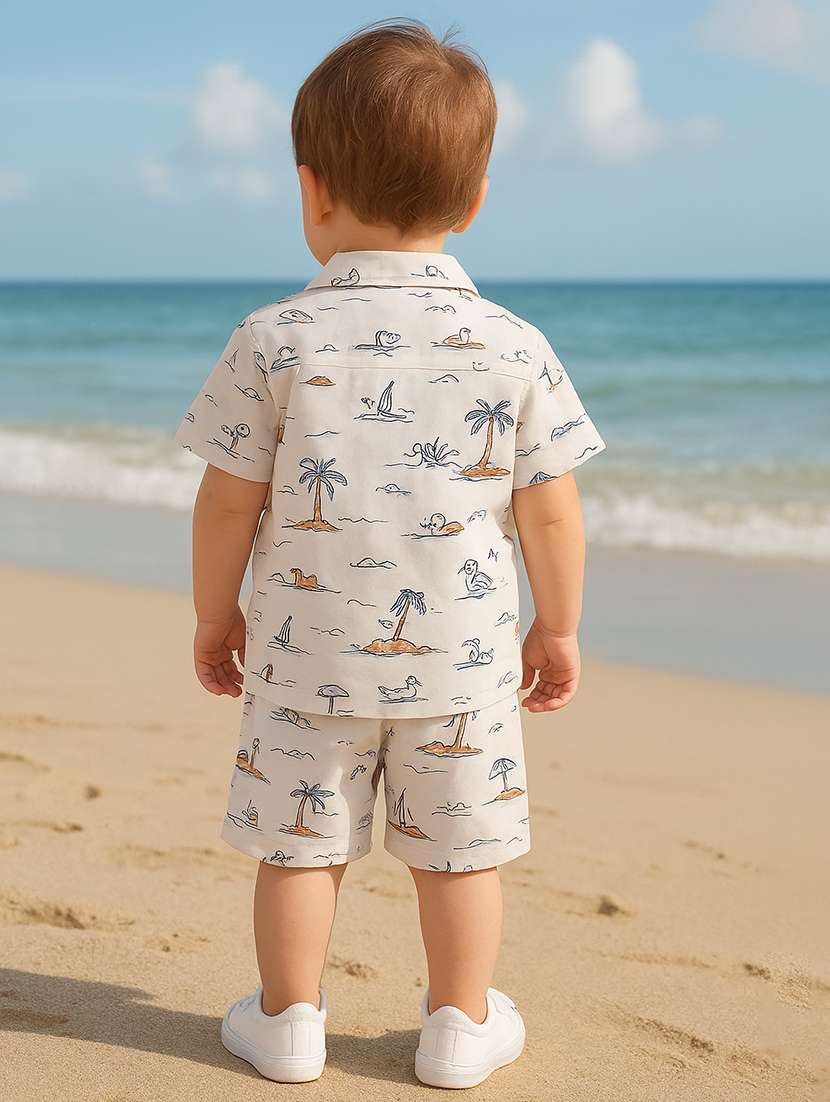 boys printed shirt & shorts co-ords set - 22072810 -  Standard Image - 2